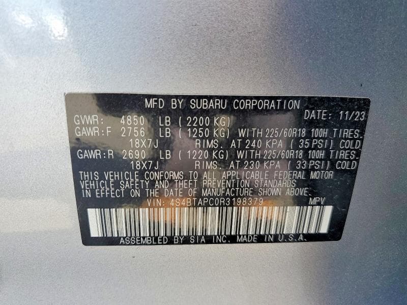 2024 SUBARU OUTBACK TOURING 13