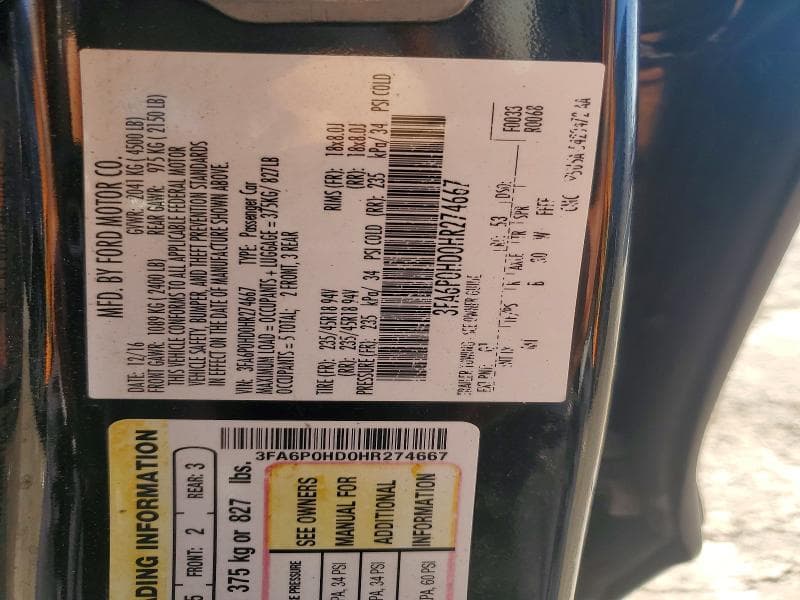 2017 FORD FUSION SE 12