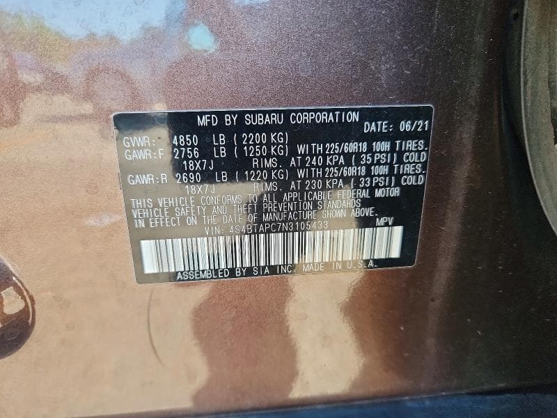 2022 SUBARU OUTBACK TOURING 14