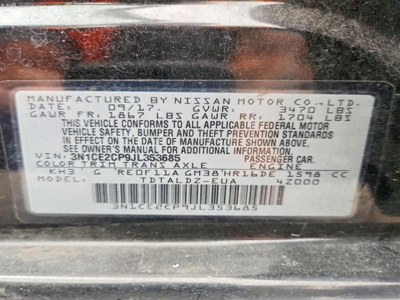 2018 NISSAN VERSA NOTE SV 13