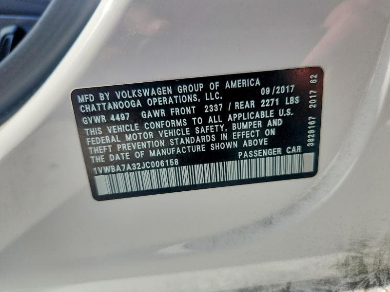 2018 VOLKSWAGEN PASSAT SE 12