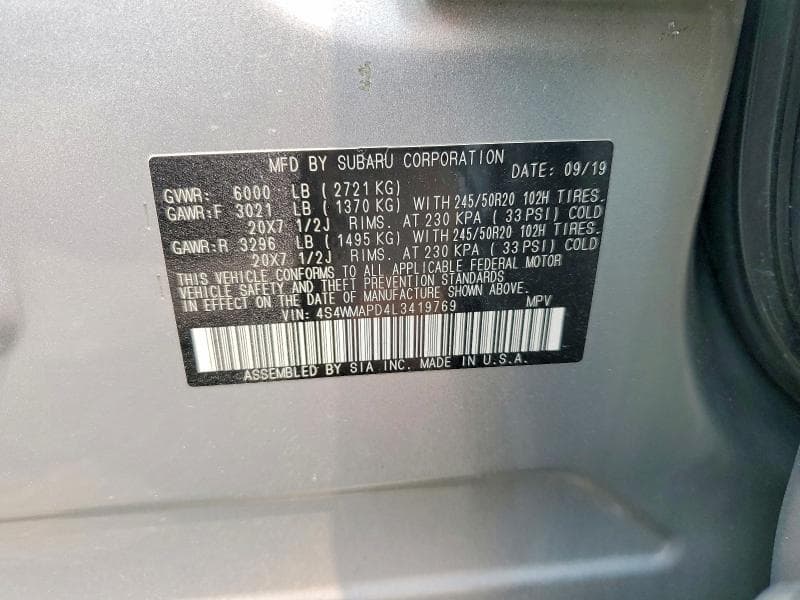 2020 SUBARU ASCENT LIMITED 13