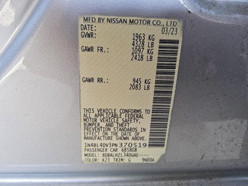 2023 NISSAN ALTIMA SV 12