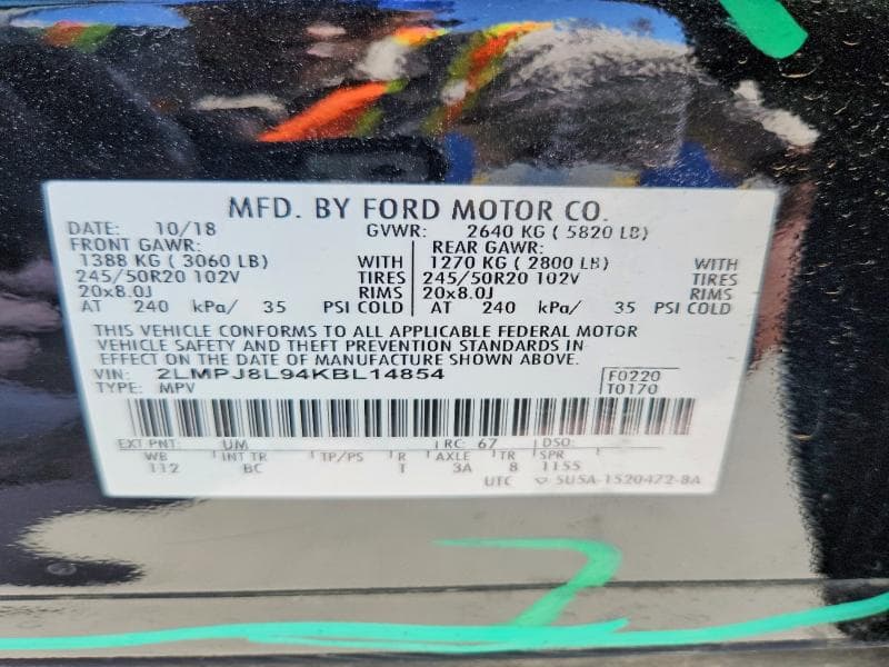 2019 LINCOLN NAUTILUS RESERVE RESERVE 14