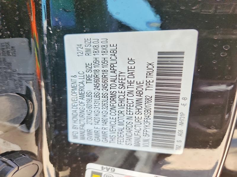 2025 HONDA RIDGELINE BLACK EDITION BLACK EDITION 12