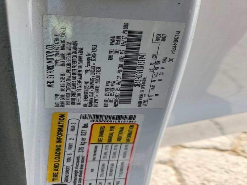 2020 FORD FUSION TITANIUM TITANIUM 12