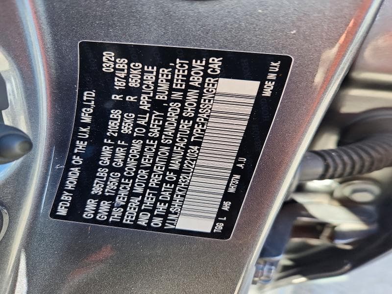 2020 HONDA CIVIC LX 12