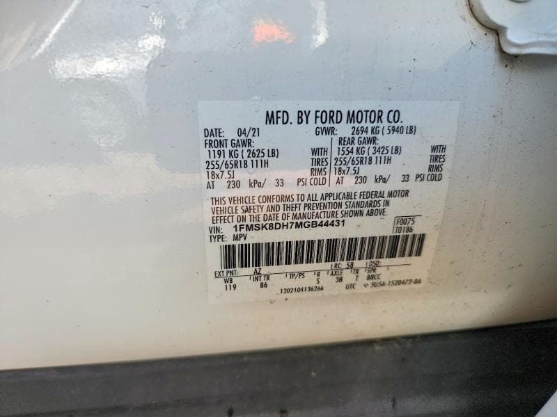 2021 FORD EXPLORER XLT 14