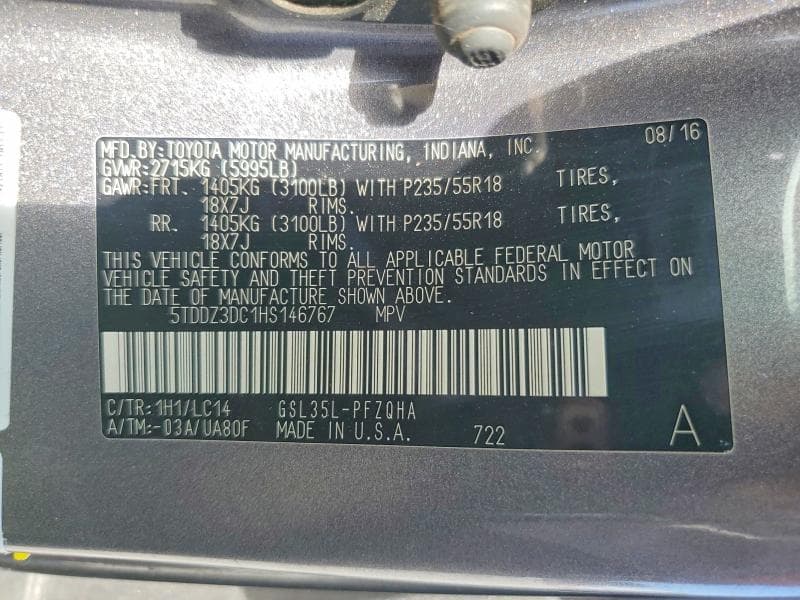 2017 TOYOTA SIENNA XLE PREMIUM 7-PASSENGER 12
