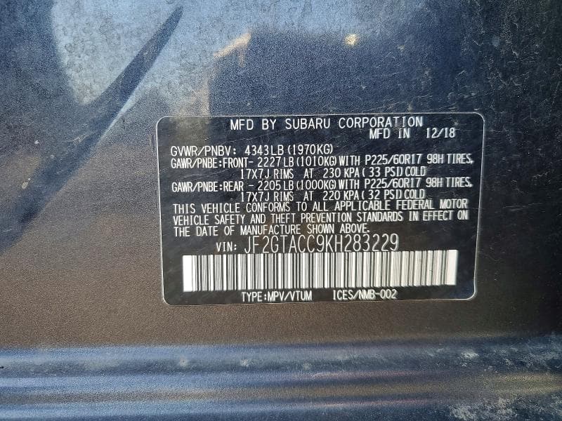 2019 SUBARU CROSSTREK PREMIUM 13