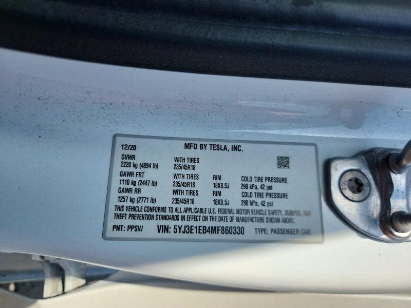 2021 TESLA MODEL 3 12