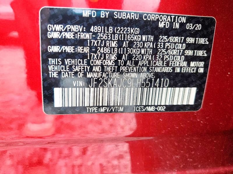 2020 SUBARU FORESTER PREMIUM 13