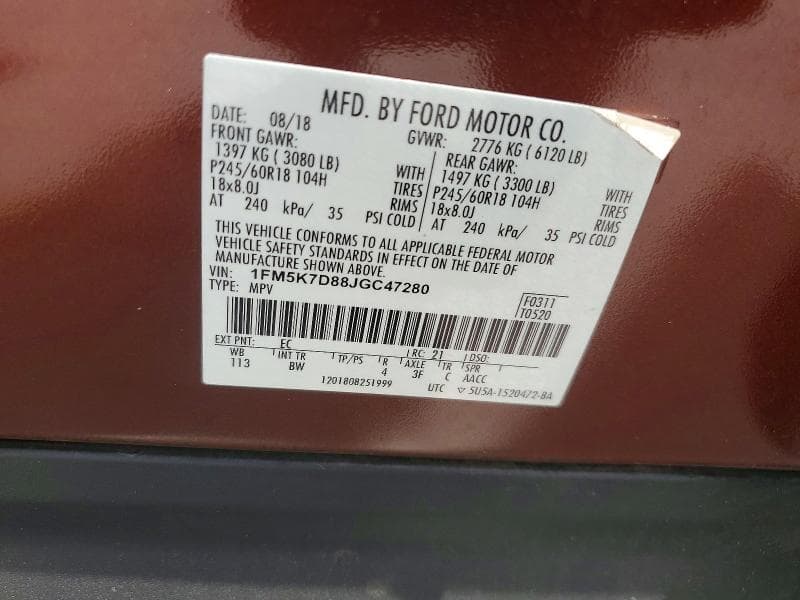 2018 FORD EXPLORER XLT 13