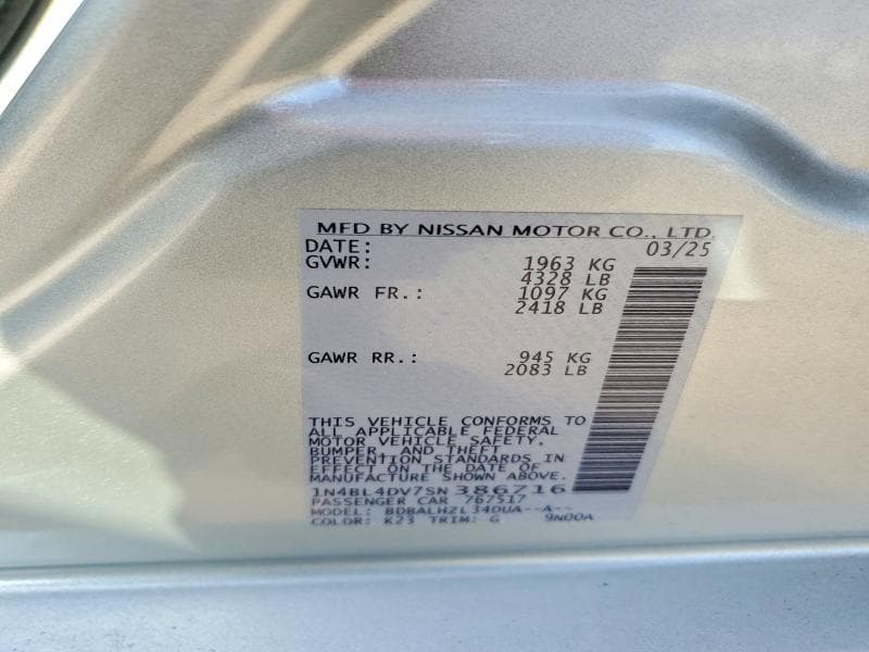 2025 NISSAN ALTIMA SV 12