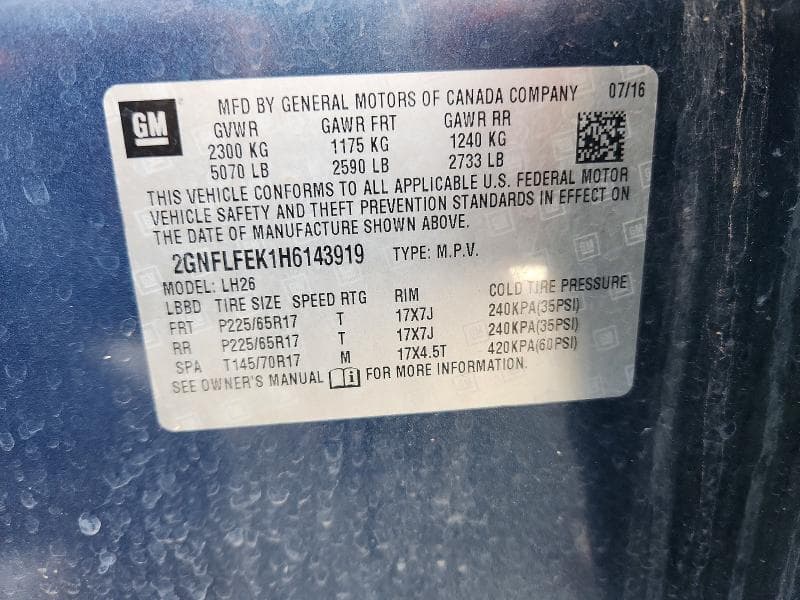 2017 CHEVROLET EQUINOX LT 12