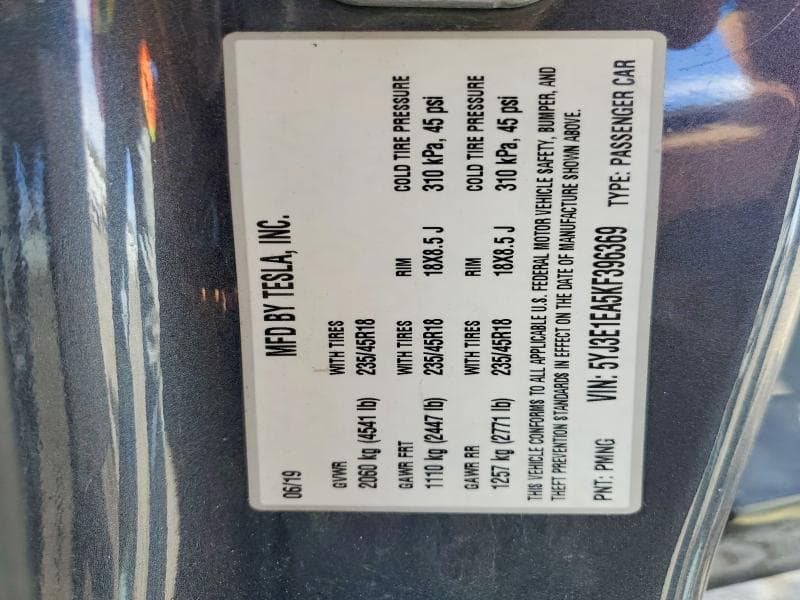 2019 TESLA MODEL 3 13