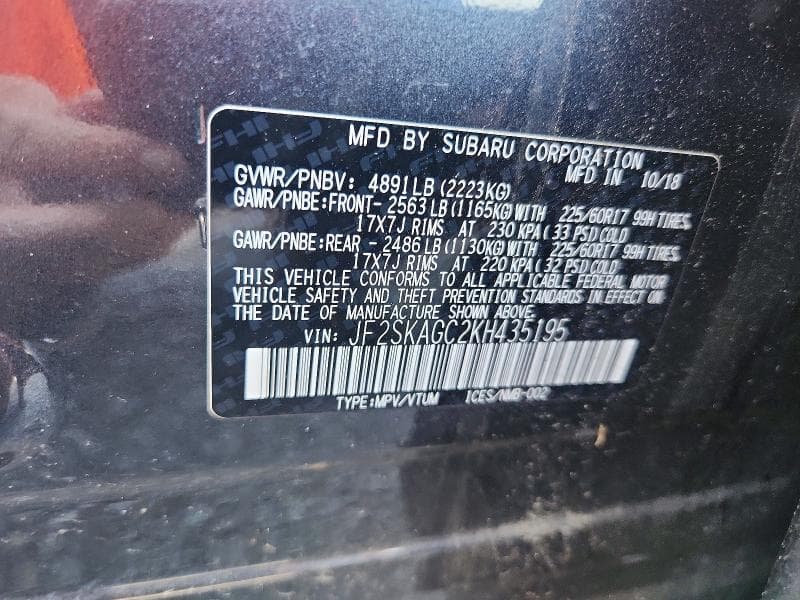 2019 SUBARU FORESTER PREMIUM 12