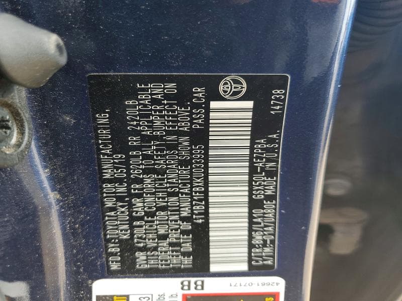 2019 TOYOTA AVALON LIMITED 12
