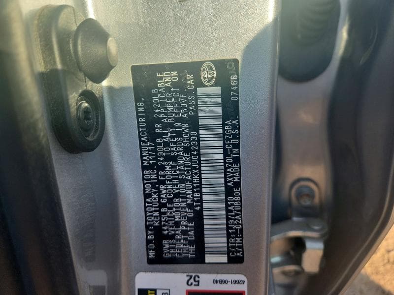 2018 TOYOTA CAMRY XLE 13