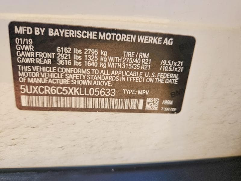 2019 BMW X5 XDRIVE40I XDRIVE40I 12