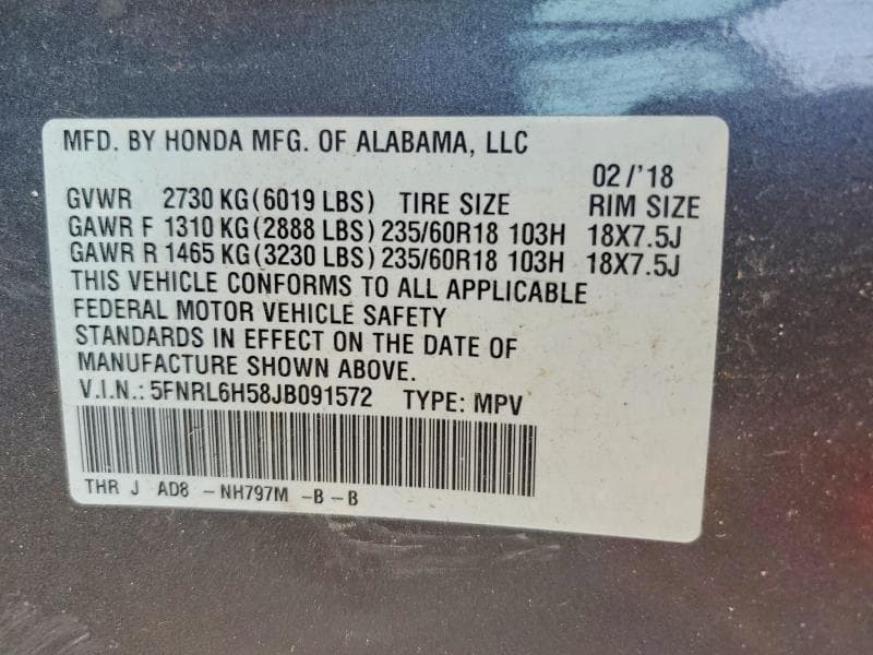 2018 HONDA ODYSSEY EX EX 13