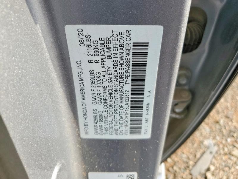 2020 HONDA ACCORD LX 12