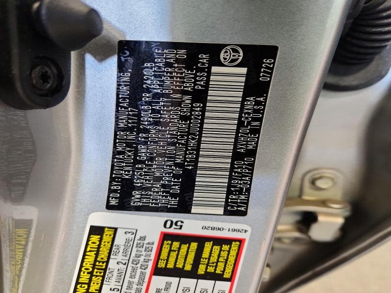 2018 TOYOTA CAMRY LE 12