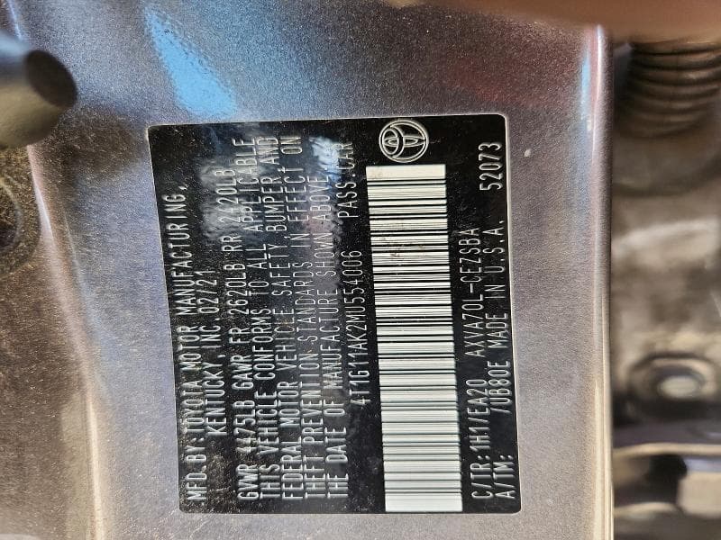 2021 TOYOTA CAMRY SE 12
