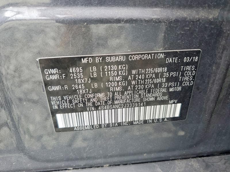 2018 SUBARU OUTBACK 2.5I LIMITED 13