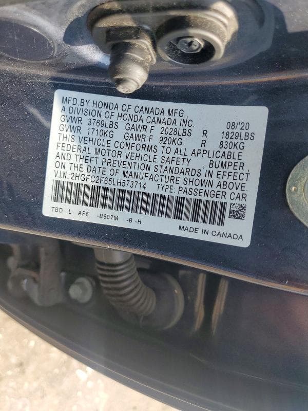 2020 HONDA CIVIC LX 12
