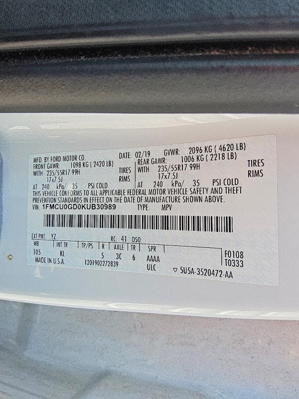 2019 FORD ESCAPE SE 12