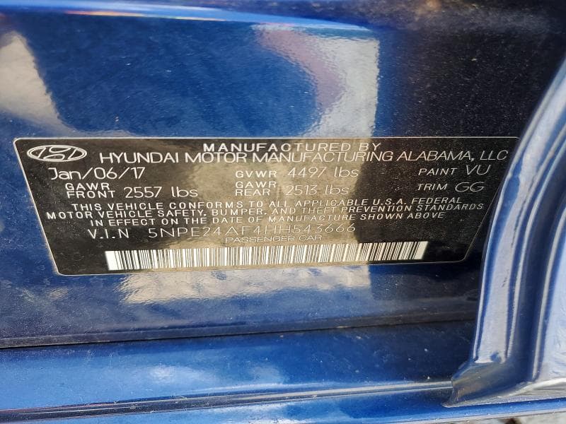 2017 HYUNDAI SONATA SE 12