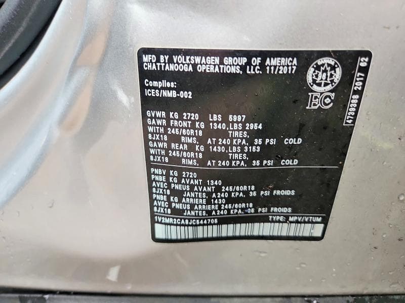 2018 VOLKSWAGEN ATLAS SEL 13