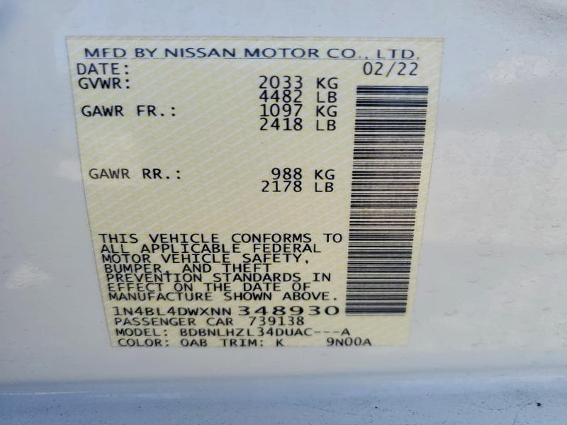 2022 NISSAN ALTIMA SV 12