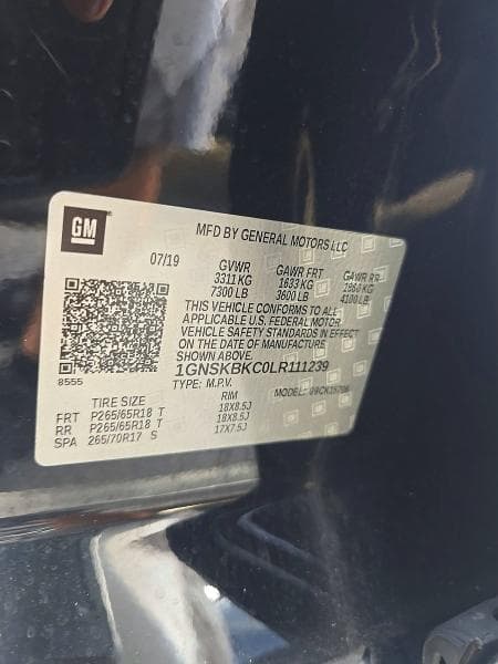 2020 CHEVROLET TAHOE K1500 LT K1500 LT 10