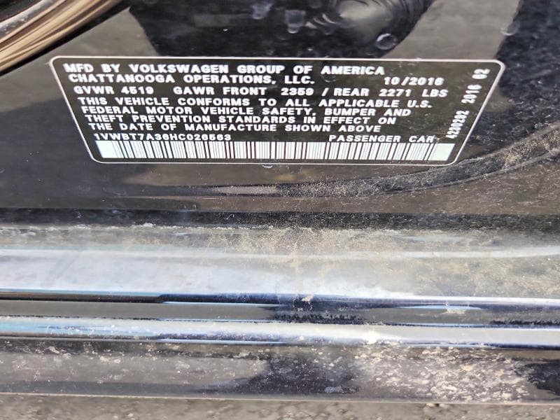 2017 VOLKSWAGEN PASSAT SE 12