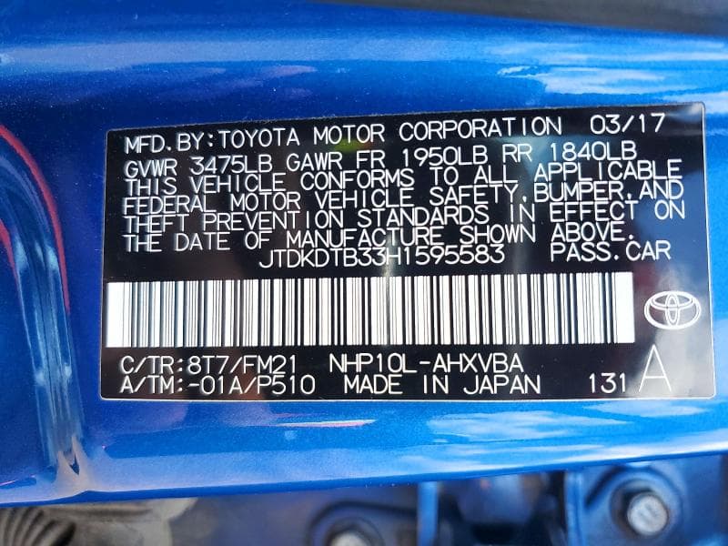 2017 TOYOTA PRIUS C TWO 12