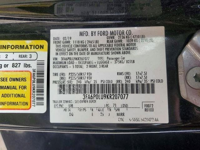 2019 FORD FUSION SE 12