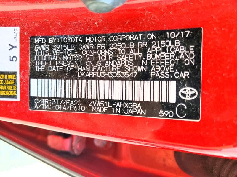 2017 TOYOTA PRIUS THREE THREE 12