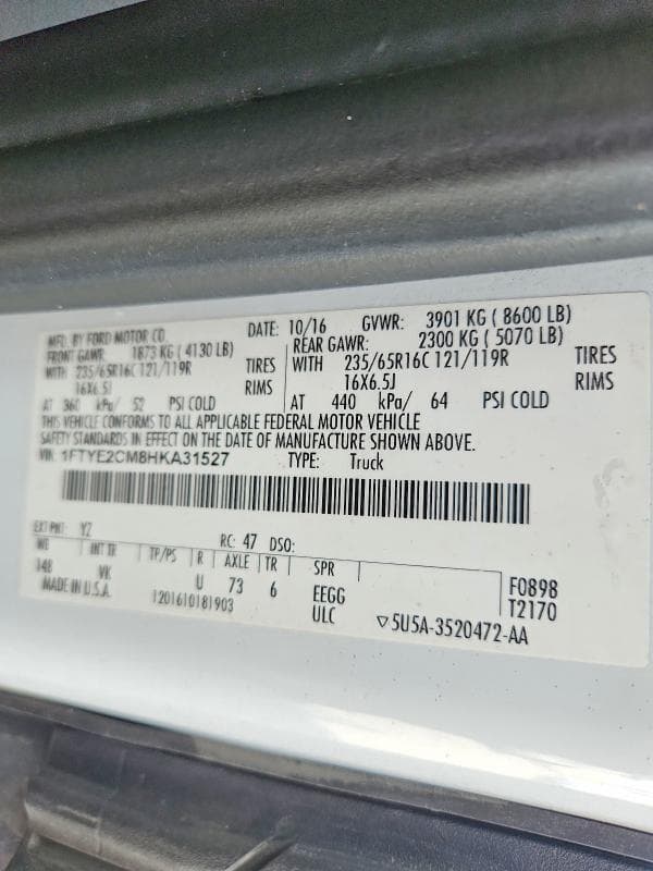 2017 FORD TRANSIT T-150 12