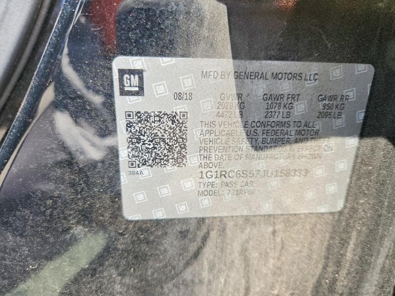 2018 CHEVROLET VOLT LT 12