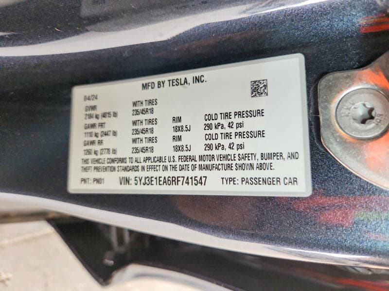 2024 TESLA MODEL 3 12