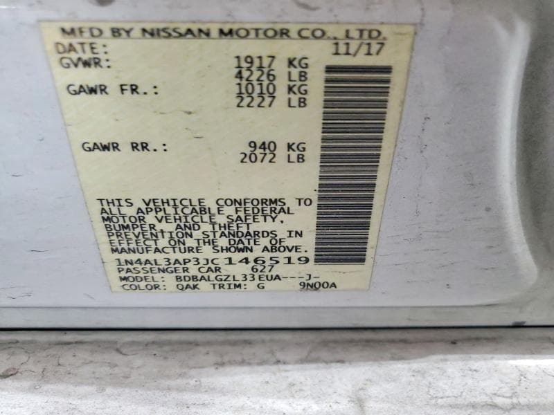 2018 NISSAN ALTIMA 2.5 S 12