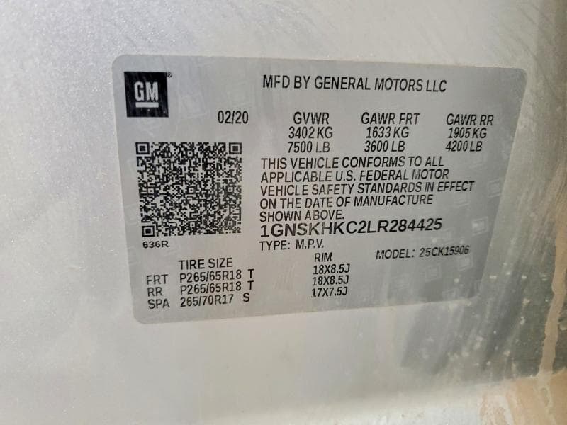 2020 CHEVROLET SUBURBAN K1500 LT 14