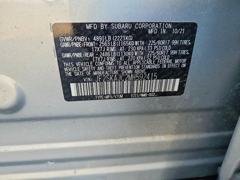 2021 SUBARU FORESTER PREMIUM 14