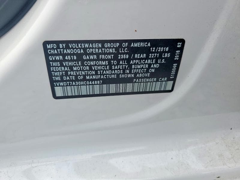2017 VOLKSWAGEN PASSAT R-LINE R-LINE 12