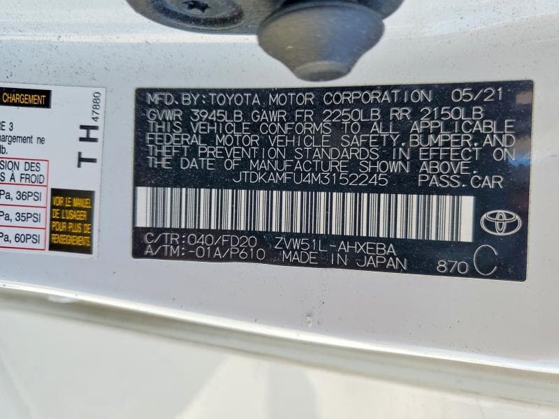 2021 TOYOTA PRIUS LE 12