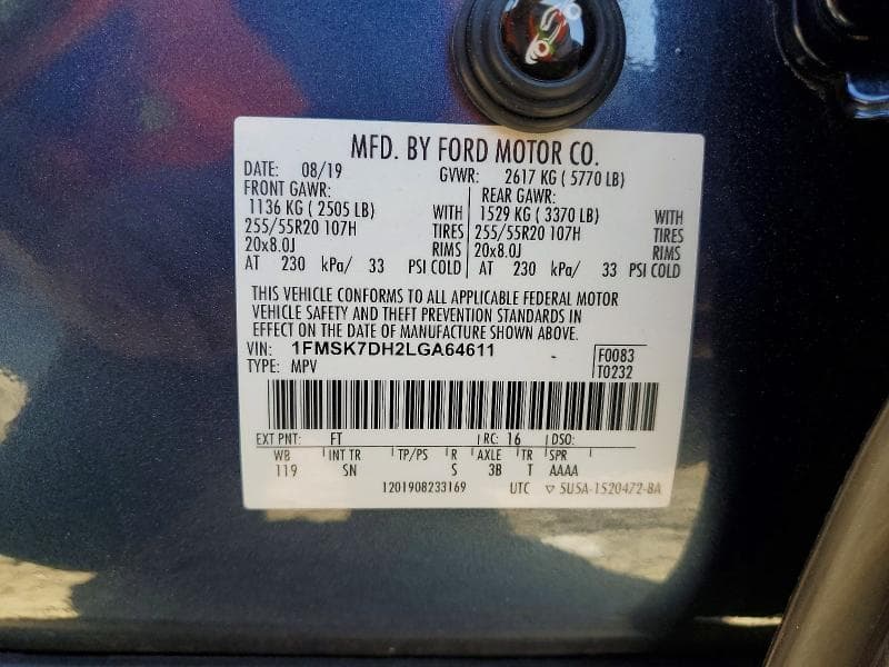 2020 FORD EXPLORER XLT 14