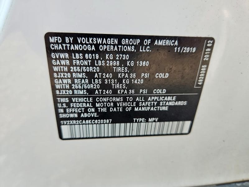 2019 VOLKSWAGEN ATLAS SE 13