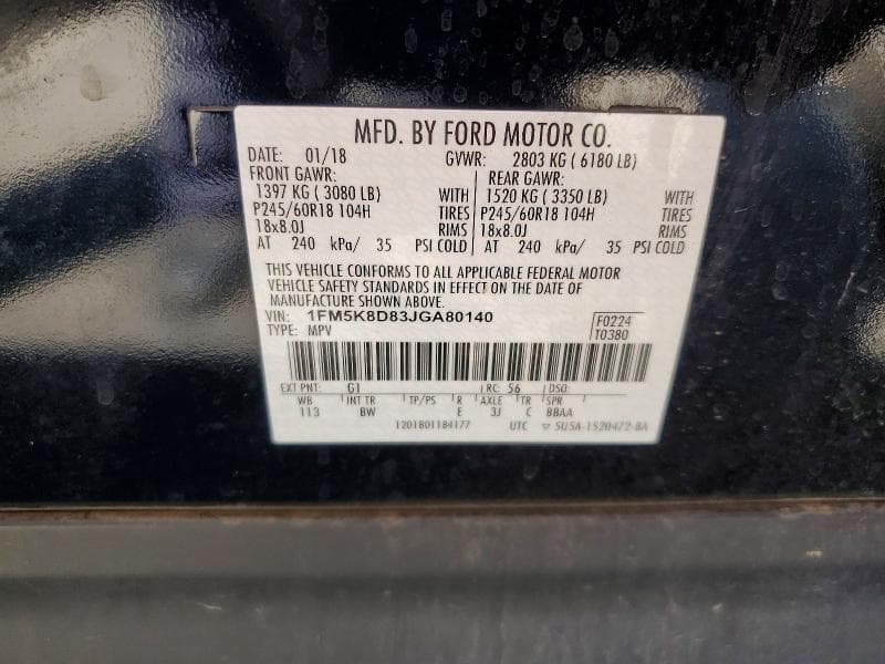 2018 FORD EXPLORER XLT 13